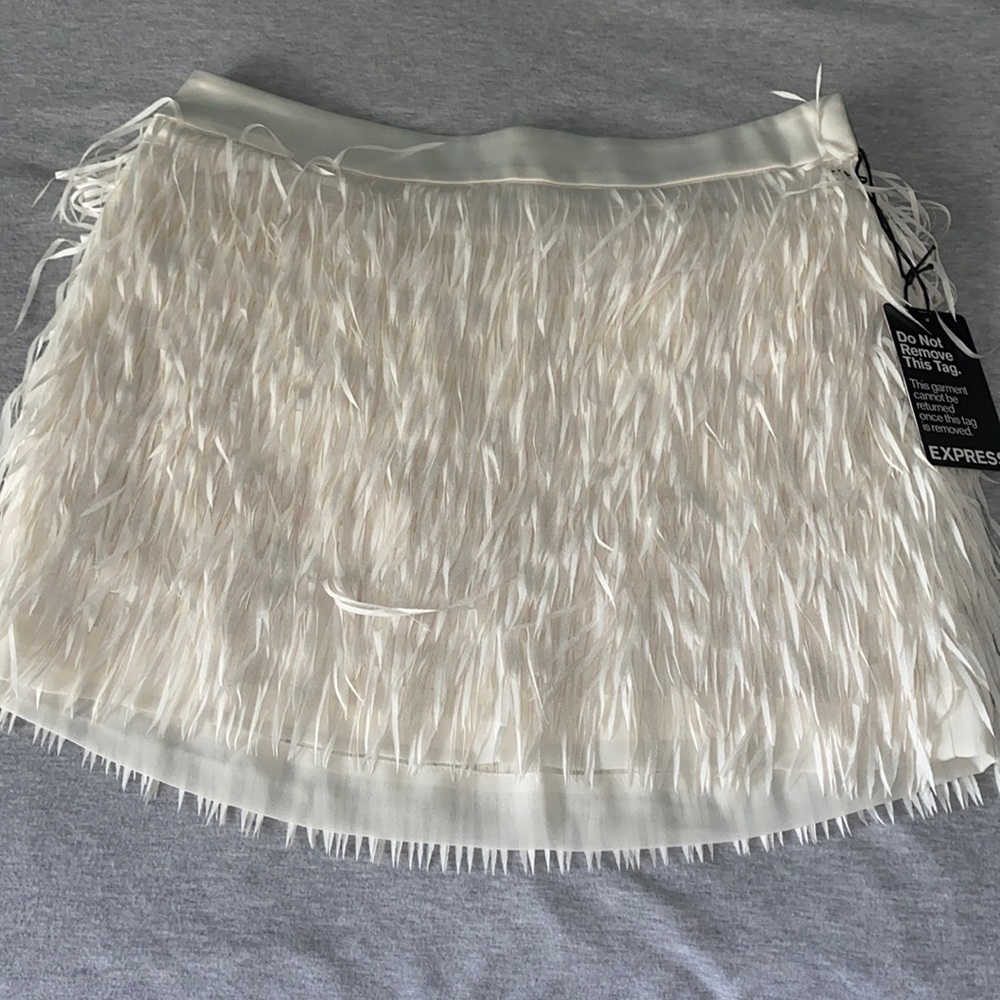 Express white shag skirt